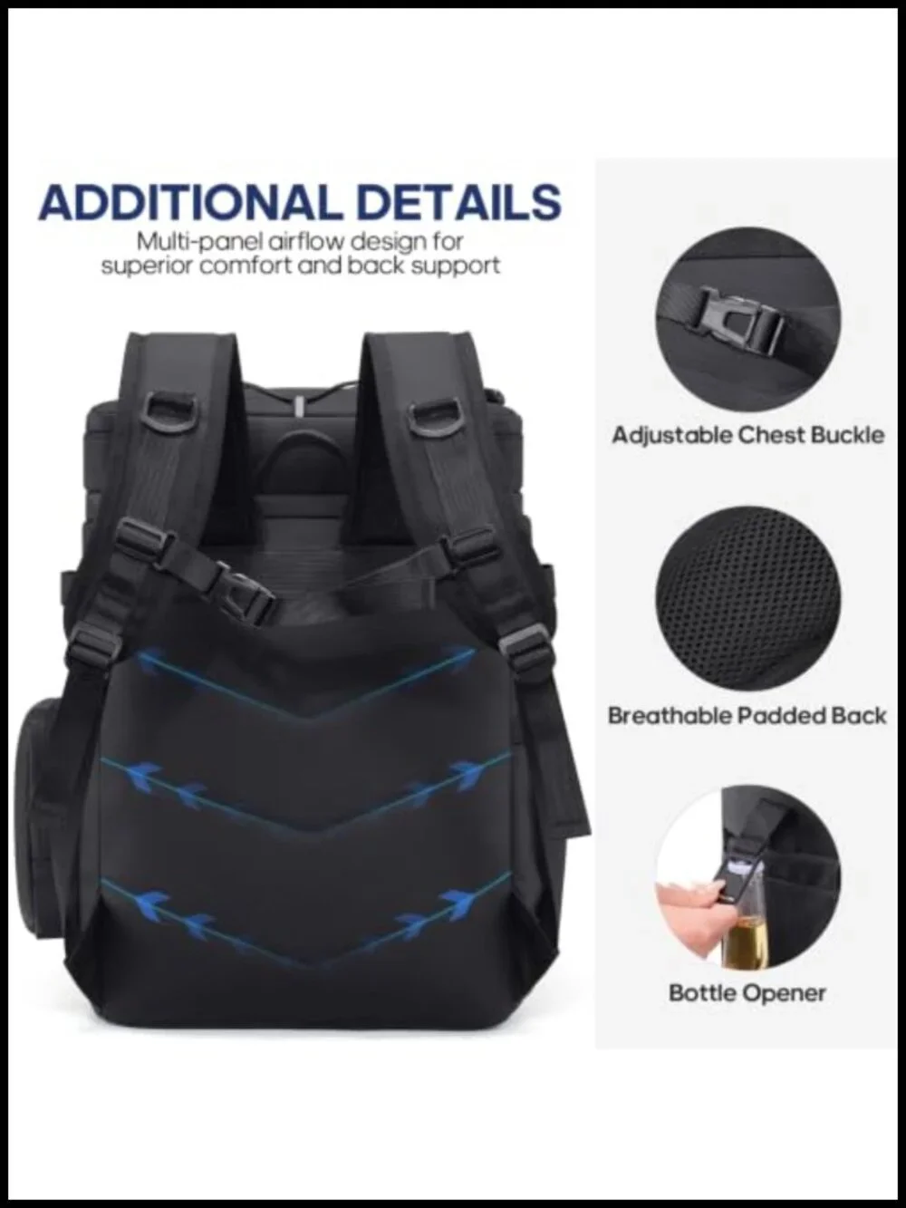 Insulated Leakproof Cooler Backpack 50 Can Double Deck Camping Hiking Picnic